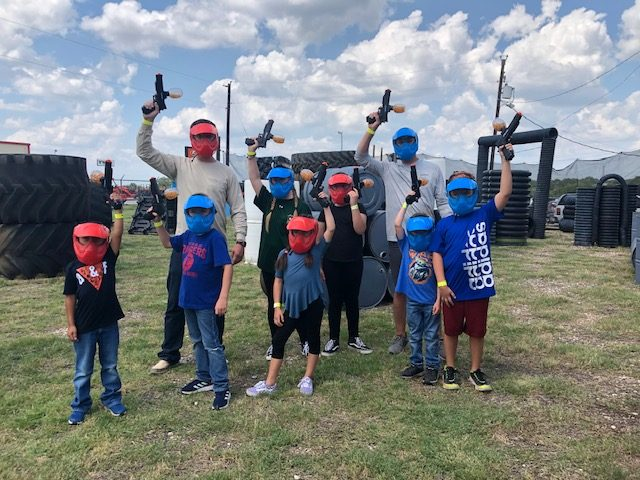 Kids and adults ready for gellyball action