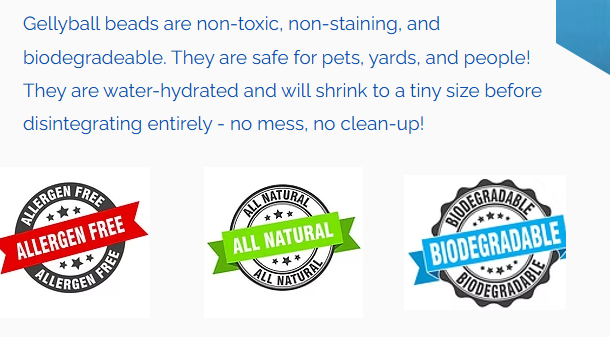 Non-toxic and biodegradable gelly balls